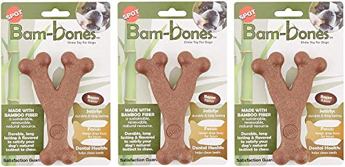 SPOT Bambones Bacon Wishbone 5.25 Inch Chew Toy for Dogs - 3 Pack von SPOT