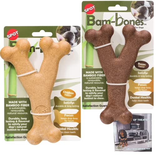 SPOT von Ethical Products - Bambone Wishbone Bacon & Chicken 2 Pack Bundle - Langlebiges Hunde-Kauspielzeug kein Verstecken für aggressive Kauer - Tolles Kauspielzeug für Hunde und Welpen von SPOT