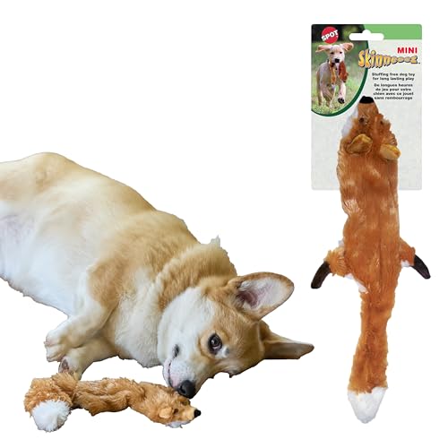 Skinneeez Spot Mini Fuchs Hundespielzeug ohne Quietscher, Keine Füllung, quietschendes Hundespielzeug und Welpenspielzeug, ungefülltes Kauspielzeug für kleine und mittelgroße Rassen, 1 Stück von SPOT