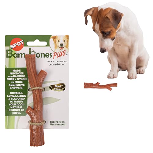 Spot Bam-Bones Plus AST, Bambusfaser und Nylon, langlebig, für Aggressive Kauer, tolles Spielzeug für Erwachsene Hunde und zahnende Welpen unter 27 kg, splitterfrei, 14,6 cm, Rindfleischgeschmack Spot Bam-Bones Plus AST, Bambusfaser und Nylon, langlebig, für Aggressive Kauer, tolles Spielzeug für Erwachsene Hunde und zahnende Welpen unter 27 kg, splitterfrei, 14,6 cm, Rindfleischgeschmack von SPOT