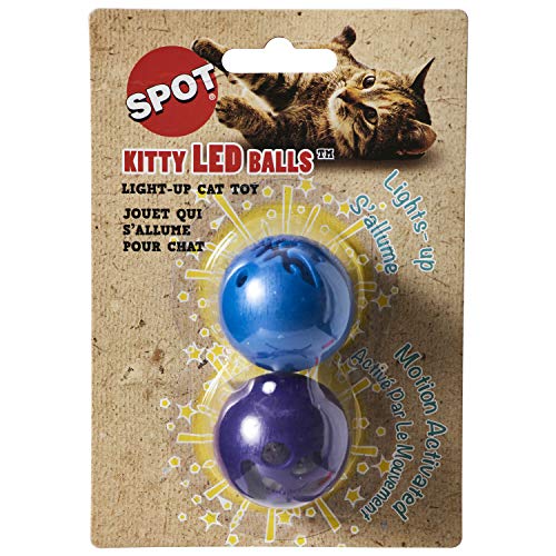 SPOT Ethical Products Kitty LED/leuchtende Katzenspielzeugbälle, 2 Stück, Mehrfarbig von SPOT