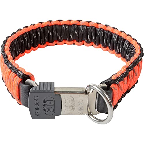 Sprenger Hundehalsband aus stabilem Paracord Nylon mit Edelstahl Clic Lock Verschluss I Wasserabweisende Halskette, reflektierend, langlebig 40 cm, orange von SPRENGER