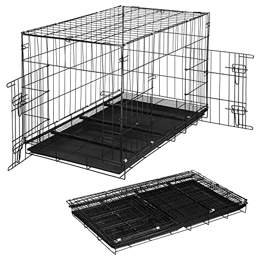 SPRINGOS Gitterkäfig Indoor-Kennel mit Bodenwannen Zwei Türen 100 x 70 x 60 cm von SPRINGOS