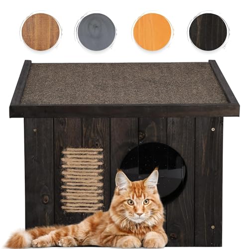 SPRINGOS Katzenhaus aus Holz Outdoor Katzenhütte 49,5 x 58 x 36 cm Holzhaus Katzenhaus Outdoor Katzenkratzer Tür mit Lamellen Flachdach Wetterfest Isolierte Wände Winterfest Isoliert SPRINGOS Katzenhaus aus Holz Outdoor Katzenhütte 49,5 x 58 x 36 cm Holzhaus Katzenhaus Outdoor Katzenkratzer Tür mit Lamellen Flachdach Wetterfest Isolierte Wände Winterfest Isoliert von SPRINGOS