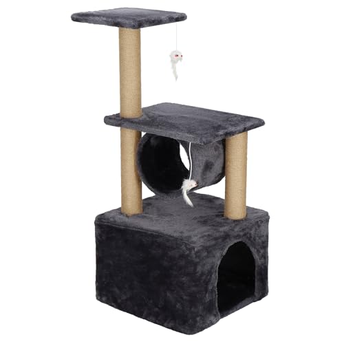 SPRINGOS Katzenkratzbaum Katzenhaus 2 Plattformen Spielmäuse 62 cm von SPRINGOS