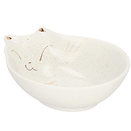 SPRINGOS Keramik Fress- & Trinknapf Schale mit Katzenohren Futter Fresschen Wasser Trockenfutter Leckerlis (Beige) von SPRINGOS