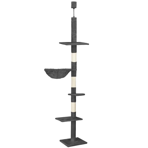 SPRINGOS Kratzbaum Katzenkratzer Liegemulde deckenhoch höhenverstellbar 240 cm - 265 cm von SPRINGOS