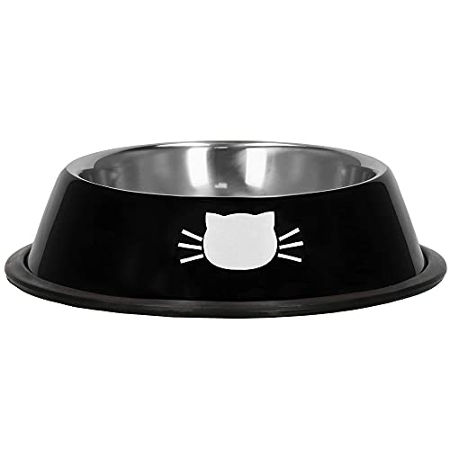 SPRINGOS Standfester Fressnapf für Nass- und Trockenfutter Schüssel für Haustiere Schüssel mit Gummiring (Schwarz) von SPRINGOS