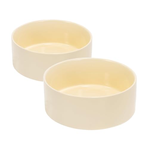 SPUNKYJUNKY Keramiknapf für Hunde und Katzen, 1,2 l, modern, niedlich, beschwerter Futternapf, Wassernapf als Ersatz, Beige, 2 Stück von SPUNKYJUNKY