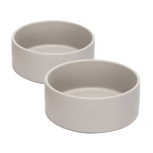 SPUNKYJUNKY Keramiknapf für Hunde und Katzen, 1,2 l, modern, niedlich, beschwerter Futternapf, Wassernapf als Ersatz, Grau, 2 Stück von SPUNKYJUNKY