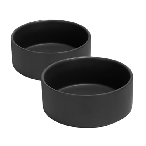 SPUNKYJUNKY Keramiknapf für Hunde und Katzen, 1,2 l, modern, niedlich, gewichtet, für Futter und Wasser, Schwarz (2 Stück) von SPUNKYJUNKY