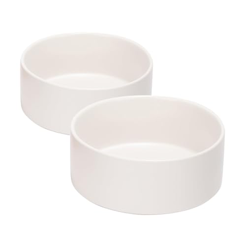 SPUNKYJUNKY Keramiknapf für Hunde und Katzen, 1,2 l, modern, niedlich, gewichtet, für Futter und Wasser, Weiß, 2 Stück von SPUNKYJUNKY