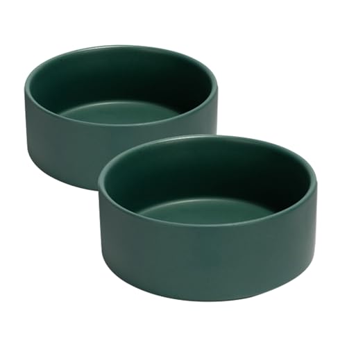 SPUNKYJUNKY Keramiknapf für Hunde und Katzen, 1,2 l, modern, niedlich, gewichteter Futternapf, Wassernapf als Ersatz, Grün, 2 Stück von SPUNKYJUNKY
