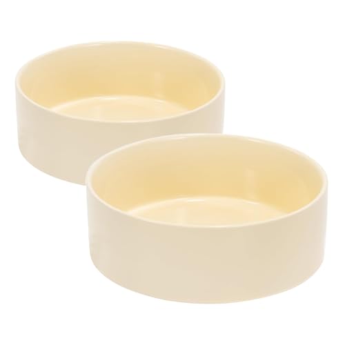 SPUNKYJUNKY Keramiknapf für Hunde und Katzen, 1,7 l, modern, niedlich, gewichtet, für Futter und Wasser, Beige (2 Stück) von SPUNKYJUNKY