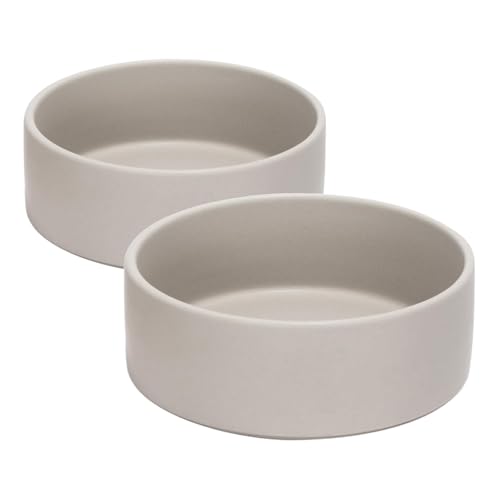 SPUNKYJUNKY Keramiknapf für Hunde und Katzen, 1,7 l, modern, niedlich, gewichtet, für Futter und Wasser, Grau, 2 Stück von SPUNKYJUNKY