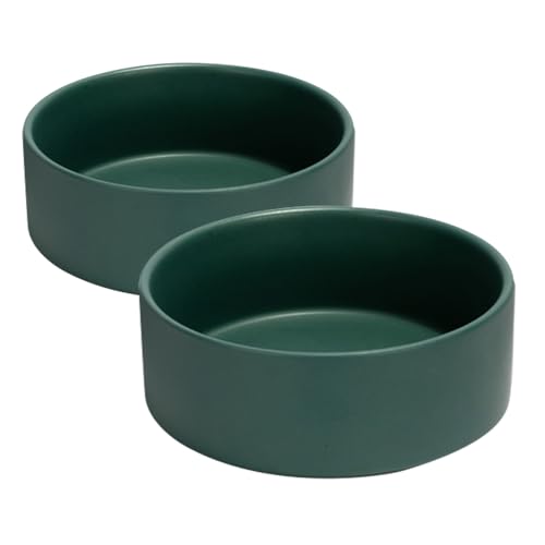 SPUNKYJUNKY Keramiknapf für Hunde und Katzen, 1,7 l, modern, niedlich, gewichtet, für Futter und Wasser, Grün, 2 Stück von SPUNKYJUNKY