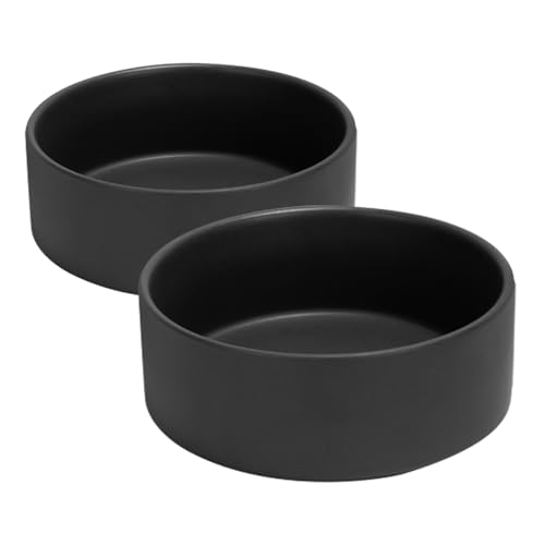 SPUNKYJUNKY Keramiknapf für Hunde und Katzen, 1,7 l, modern, niedlich, gewichtet, für Futter und Wasser, Schwarz (2 Stück) von SPUNKYJUNKY