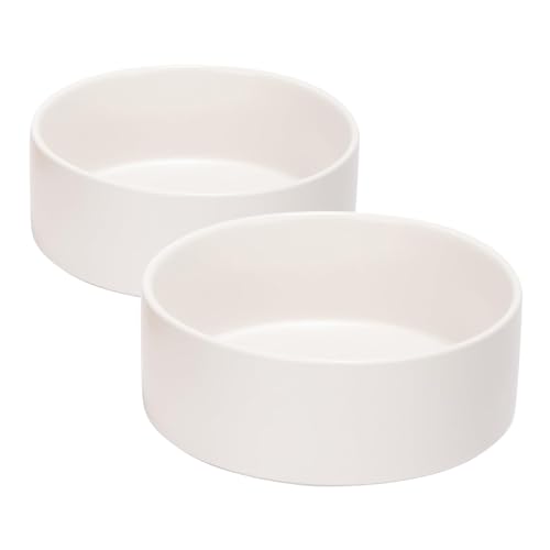 SPUNKYJUNKY Keramiknapf für Hunde und Katzen, 1,7 l, modern, niedlich, gewichtet, für Futter und Wasser, Weiß, 2 Stück von SPUNKYJUNKY