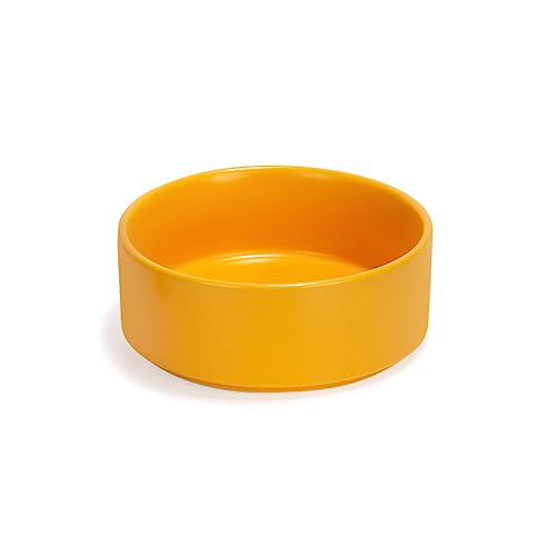 SPUNKYJUNKY Keramiknapf für Hunde und Katzen, 382 ml, modern, niedlich, gewichtet, Gelb (1 Stück) von SPUNKYJUNKY