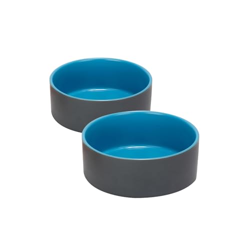SPUNKYJUNKY Keramiknapf für Hunde und Katzen, 383 ml, modern, niedlich, beschwerter Futternapf, Wassernapf als Ersatz, Blau-Grau, 2 Stück von SPUNKYJUNKY