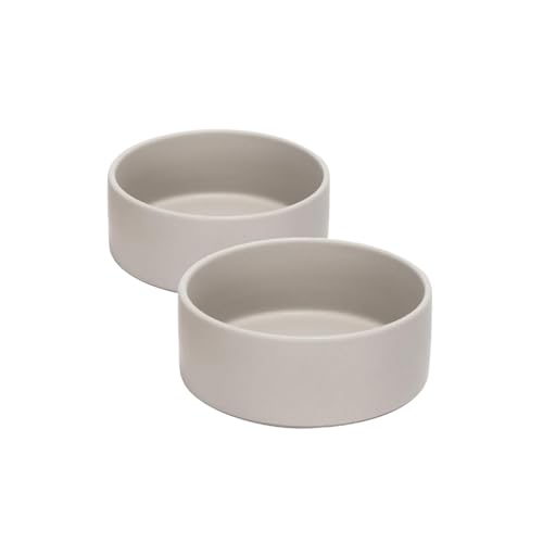 SPUNKYJUNKY Keramiknapf für Hunde und Katzen, 383 ml, modern, niedlich, beschwerter Futternapf, Wassernapf als Ersatz, Grau, 2 Stück von SPUNKYJUNKY