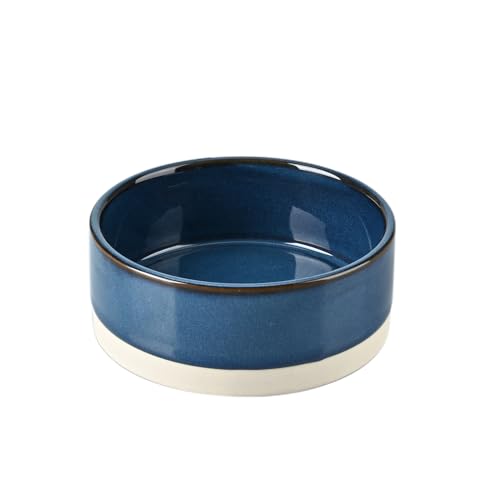 SPUNKYJUNKY Keramiknapf für Hunde und Katzen, 383 ml, modern, niedlich, beschwerter Futternapf, Wassernapf als Ersatz, blau-weißer Boden, 1 Stück von SPUNKYJUNKY