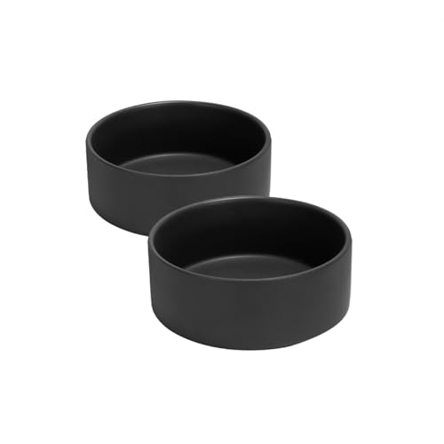 SPUNKYJUNKY Keramiknapf für Hunde und Katzen, 383 ml, modern, niedlich, gewichtet, für Futter und Wasser, Schwarz (2 Stück) von SPUNKYJUNKY