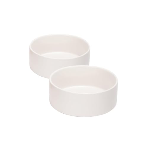 SPUNKYJUNKY Keramiknapf für Hunde und Katzen, 383 ml, modern, niedlich, gewichtet, für Futter und Wasser, Weiß, 2 Stück von SPUNKYJUNKY