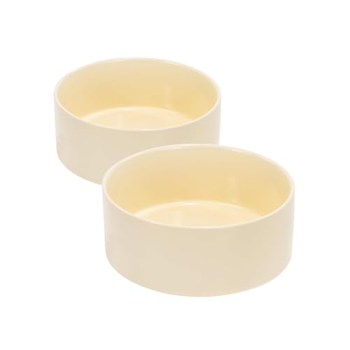 SPUNKYJUNKY Keramiknapf für Hunde und Katzen, modern, niedlich, beschwerter Futternapf, Wassernapf als Ersatz, Beige, 2 Stück von SPUNKYJUNKY