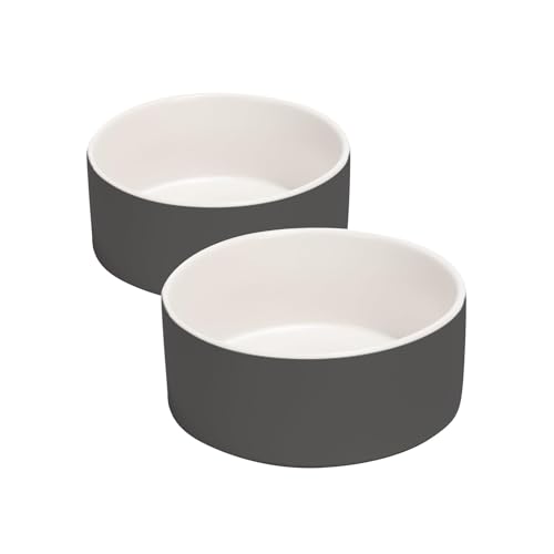 SPUNKYJUNKY Keramiknapf für Hunde und Katzen, modern, niedlich, beschwerter Futternapf, Wassernapf als Ersatz, weiß-grau, 2 Stück SPUNKYJUNKY Keramiknapf für Hunde und Katzen, modern, niedlich, beschwerter Futternapf, Wassernapf als Ersatz, weiß-grau, 2 Stück von SPUNKYJUNKY