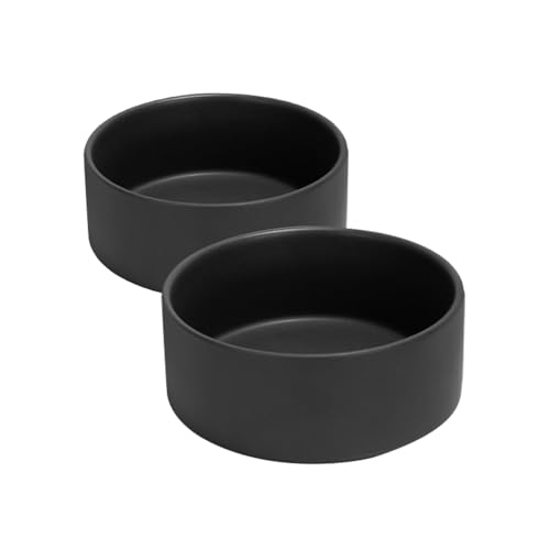 SPUNKYJUNKY Keramiknapf für Hunde und Katzen, modern, niedlich, gewichtet, für Futter und Wasser, Schwarz, 2 Stück von SPUNKYJUNKY