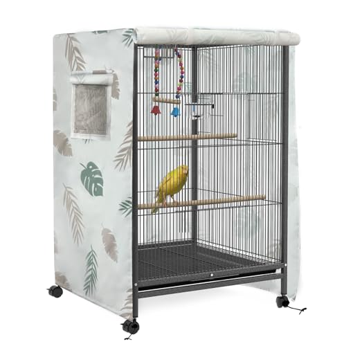 SPYMINNPOO Vogelkäfigabdeckung, Regenfeste Sonnensichere Große Vogelkäfigabdeckungen für Gärten Im Freien in Hofstäben (Blätter) von SPYMINNPOO