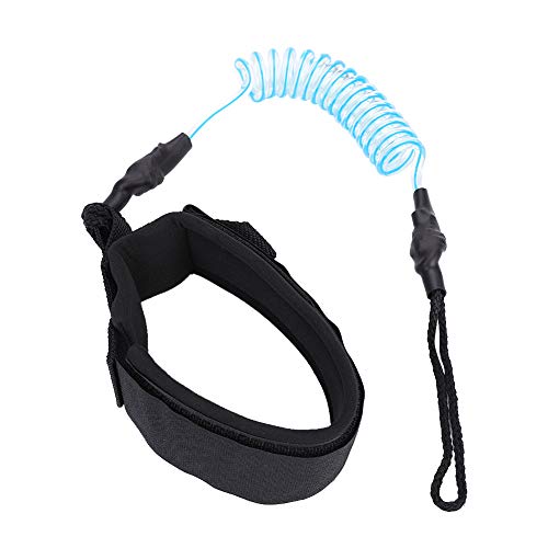Super Starke Surfbrettbeinleine Einfach zu Bedienen, Leichte Leine Gewickelt für das Surfen, PU Cord Black (1) von SPYMINNPOO