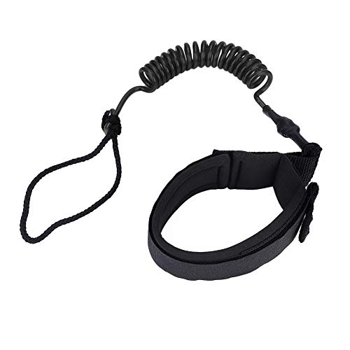 Super Starke Surfbrettbeinleine Einfach zu Bedienen, Leichte Leine Gewickelt für das Surfen, PU Cord Black (Black) von SPYMINNPOO