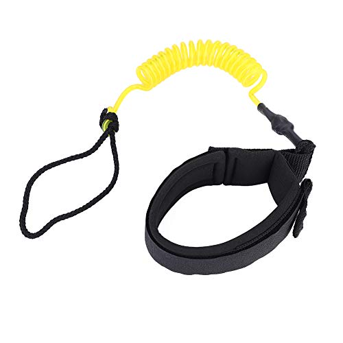 Super Starke Surfbrettbeinleine Einfach zu Bedienen, Leichte Leine Gewickelt für das Surfen, PU Cord Black (Yellow) von SPYMINNPOO