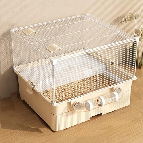2-stöckiger Hamsterkäfig mit Klettersystem - Nagetiergehege mit Öffnendem Deckel, Laufrad & Klartunnel - Behausung für Mäuse, Ratten, Frettchen (Zubehör separat)(3pcs) von SQUZO