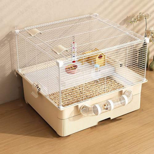 2-stöckiger Hamsterkäfig mit Klettersystem - Nagetiergehege mit Öffnendem Deckel, Laufrad & Klartunnel - Behausung für Mäuse, Ratten, Frettchen (Zubehör separat)(8pcs) von SQUZO