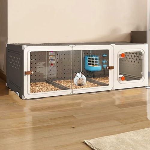 Chinchillakäfig, Frettchenkäfig, DIY-Wandgestaltung, Transparente Platte FüR Gute Sicht, mit Tablett, Ideal für Hamster, Kaninchen, Igel, EichhöRnchen, ChamäLeons(Gray,105 * 45 * 35cm) von SQUZO