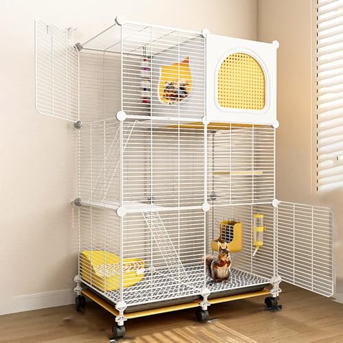 Chinchillakäfig, Kleintierkäfig, Metall-Rattenkäfig Mit Rädern, Kleintierkäfig for Frettchen/Chinchilla/Häschen/Kaninchen/Eichhörnchen/Katze(White,72 * 36 * 118cm) von SQUZO