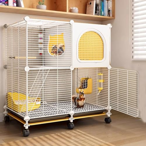 Chinchillakäfig, Kleintierkäfig, Metall-Rattenkäfig Mit Rädern, Kleintierkäfig for Frettchen/Chinchilla/Häschen/Kaninchen/Eichhörnchen/Katze(White,72 * 36 * 82cm) von SQUZO