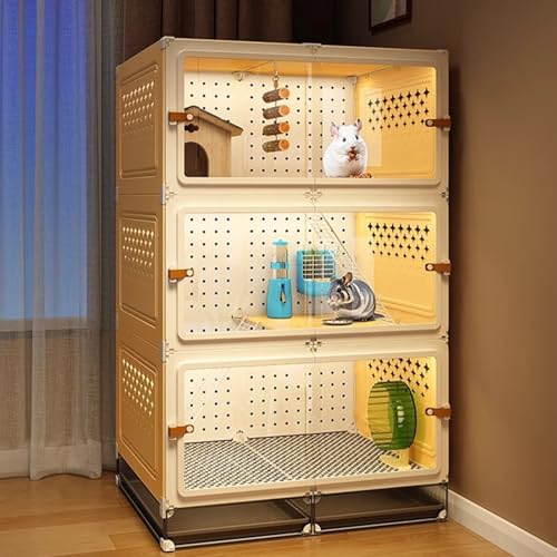 Chinchillakäfig - Frettchenkäfig, 3 Ebenen, Lebensraum, Trennwand für 2-3 Kleintiere, Leicht Zu Beobachten, für Ratten, Kaninchen, Igel, EichhöRnchen von SQUZO