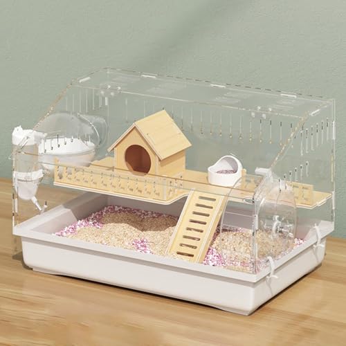 Hamsterhaus, Igelkäfig, Hamsterkäfig mit Zubehör, Laufrad und Versteck, 360°-Drehung, Leicht Zu Beobachten und Zu Füttern, Transparentes Mäusehaus(A-47 * 30 * 30cm) von SQUZO