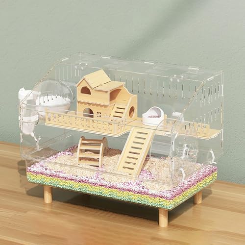 Hamsterkäfig, Igelkäfig, 2-Stöckiger Zwerghamsterkäfig mit Laufrad und Versteck, Hamstergehege für Zwerghamster und Rennmäuse(B) von SQUZO