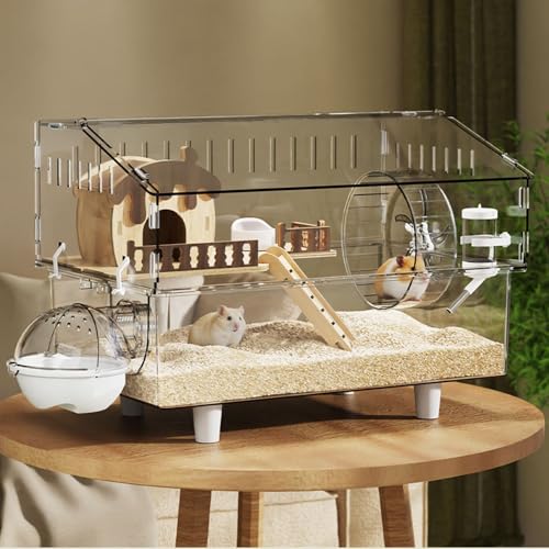 Hamsterkäfig, Igelkäfig 360°-Drehung, Leicht Zu Beobachten, Leicht Zu Reinigen für Ziermäuse, Hamstergehege, Zwerghamster und RennmäUse Hamsterkäfig, Igelkäfig 360°-Drehung, Leicht Zu Beobachten, Leicht Zu Reinigen für Ziermäuse, Hamstergehege, Zwerghamster und RennmäUse von SQUZO