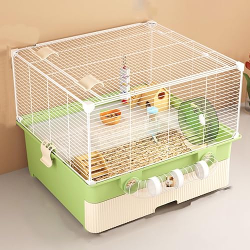 Hamsterkäfig, Meerschweinchenkäfig, Spezieller ChinchillakäFig für Kleintiere, Extra Große Panoramatür mit Ausziehbaren Schubladen(Green,11pcs) von SQUZO