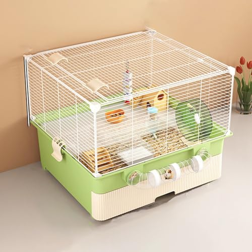 Hamsterkäfig, Meerschweinchenkäfig, Spezieller ChinchillakäFig für Kleintiere, Extra Große Panoramatür mit Ausziehbaren Schubladen(Green,12pcs) von SQUZO