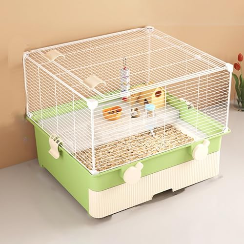 Hamsterkäfig, Meerschweinchenkäfig, Spezieller ChinchillakäFig für Kleintiere, Extra Große Panoramatür mit Ausziehbaren Schubladen(Green,8pcs) von SQUZO