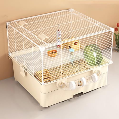 Hamsterkäfig, Meerschweinchenkäfig, Spezieller ChinchillakäFig für Kleintiere, Extra Große Panoramatür mit Ausziehbaren Schubladen(White,11pcs) von SQUZO