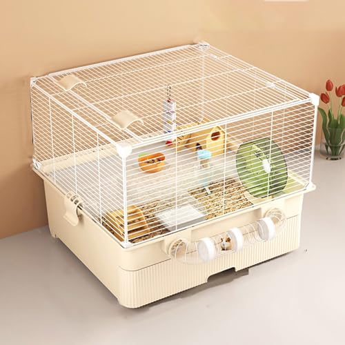 Hamsterkäfig, Meerschweinchenkäfig, Spezieller ChinchillakäFig für Kleintiere, Extra Große Panoramatür mit Ausziehbaren Schubladen(White,12pcs) von SQUZO
