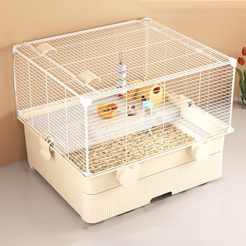 Hamsterkäfig, Meerschweinchenkäfig, Spezieller ChinchillakäFig für Kleintiere, Extra Große Panoramatür mit Ausziehbaren Schubladen(White,8pcs) von SQUZO
